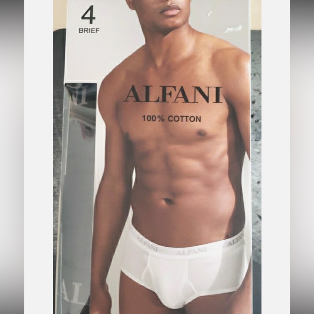 4PACK Alfani Men's Black Cotton Briefs XL